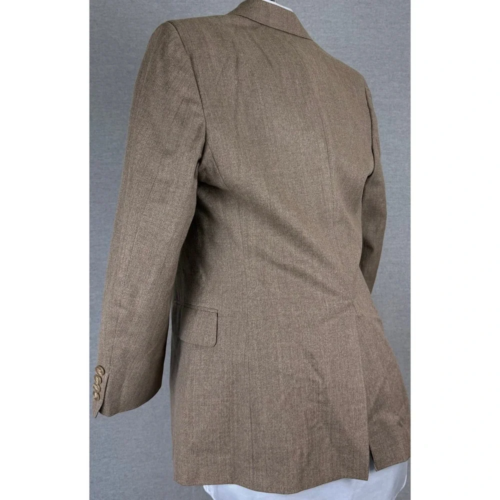 Etienne Caron Mens 38S Brown Pure Wool Pinstripe 2 Button Blazer Sport Coat